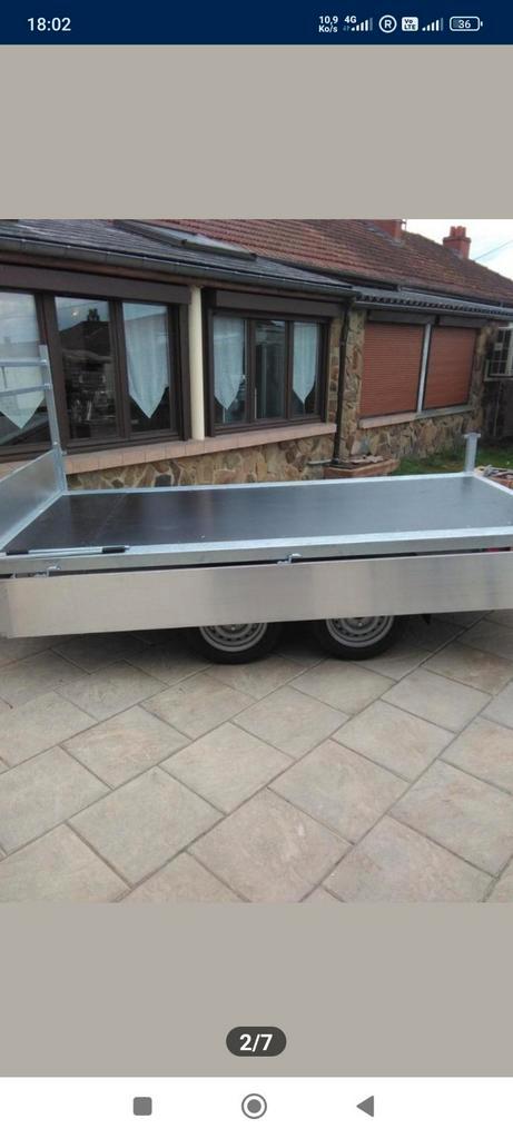 Remorque NEUVE doubles essieux 2m55 1m50 avec rehausses gril, Autos : Divers, Remorques, Enlèvement