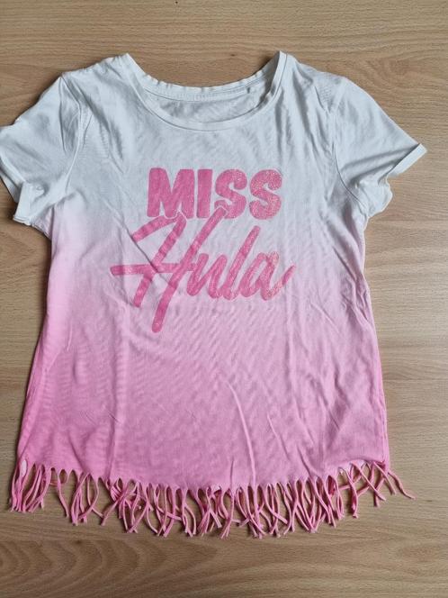 Wit/roze shirt met franjes - maat 146-152, Kinderen en Baby's, Kinderkleding | Maat 152, Gebruikt, Meisje, Shirt of Longsleeve