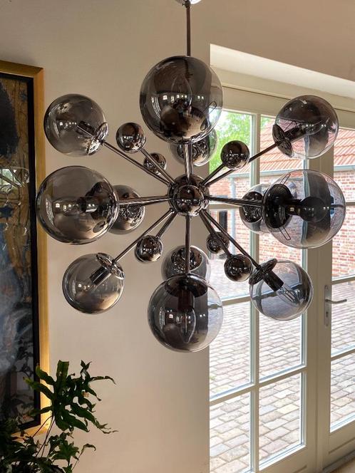 Sputnik space age hanglamp, Huis en Inrichting, Lampen | Hanglampen, Zo goed als nieuw, 75 cm of meer, Glas, Metaal, Ophalen