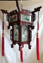 Antieke Chinese lantaarn - rozenhout  met 12 glaspaneeltjes, Antiek en Kunst, Ophalen of Verzenden