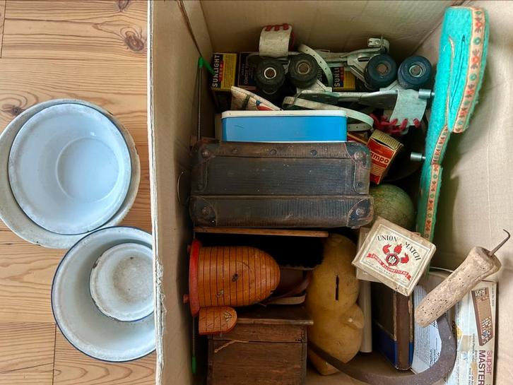 Doos vol vintage en antiek, Verzamelen, Complete verzamelingen en Collecties, Ophalen