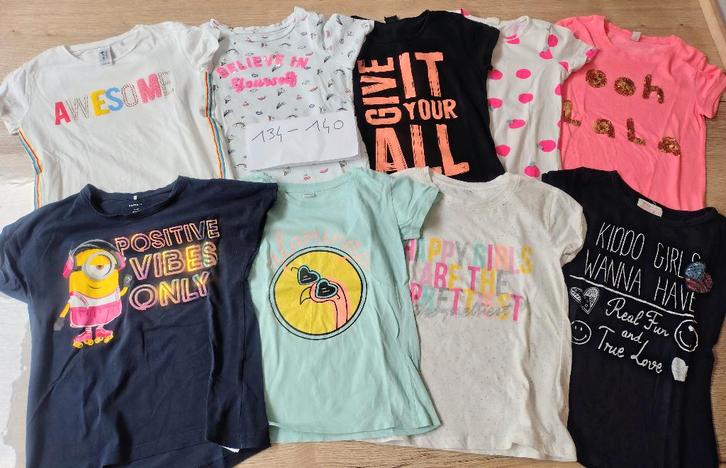 Set Tshirts 9 stuks maat 134-140, Kinderen en Baby's, Kinderkleding | Maat 134, Gebruikt, Meisje, Shirt of Longsleeve, Ophalen of Verzenden