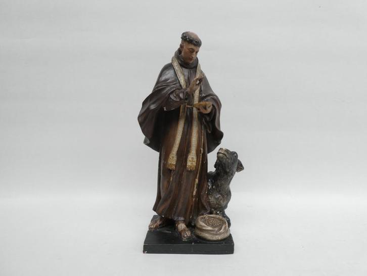 St.Antonius met hostie en ezel, antiek houten beeld, Antiek en Kunst, Antiek | Religieuze voorwerpen, Ophalen