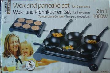 Nieuwe wok en pannenkoekenset beschikbaar voor biedingen