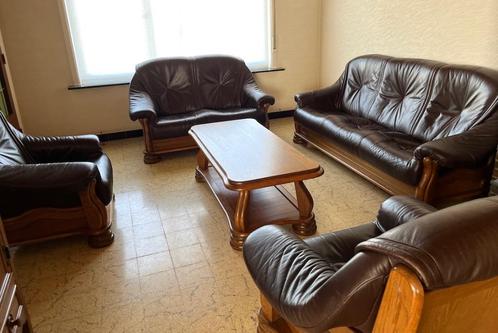 Quality Leder zetels, 3zit, 2zit, 2x 1zit, tafel. Comfort, Huis en Inrichting, Zetels | Zetels, Zo goed als nieuw, Rechte bank
