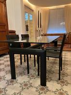 4 vintage stoelen van ontwerper Matteo Grassi, Huis en Inrichting, Ophalen, Gebruikt, Zwart, Leer