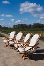 Set 4 vintage bamboe rotan stoelen / fauteuil serre, Tuin en Terras, Ophalen of Verzenden, Zo goed als nieuw, Rotan