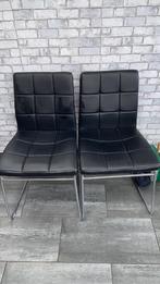 2 chaises cuir noir, Twee, Gebruikt, Leer, Zwart