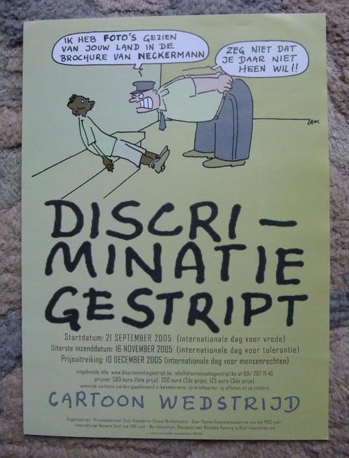 Flyer: Discriminatie gestript - Cartoonwedstrijd - NIEUW, Verzamelen, Stripfiguren, Nieuw, Ophalen of Verzenden