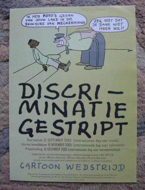 Flyer: Discriminatie gestript - Cartoonwedstrijd - NIEUW, Collections, Personnages de BD, Neuf, Enlèvement ou Envoi