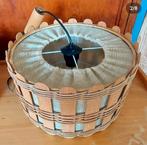 Vintage luster retro lamp in jute en teak, Ophalen of Verzenden