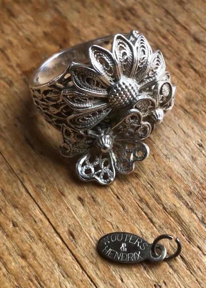 Wouters & Hendrix - fijne filigraan ring - 925 zilver, Handtassen en Accessoires, Ringen, Gebruikt, Dame, Zilver, Zilver, Verzenden