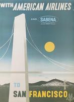 Affiche Sabena American Airlines San Francisco luchtvaart, Antiek en Kunst, Ophalen of Verzenden