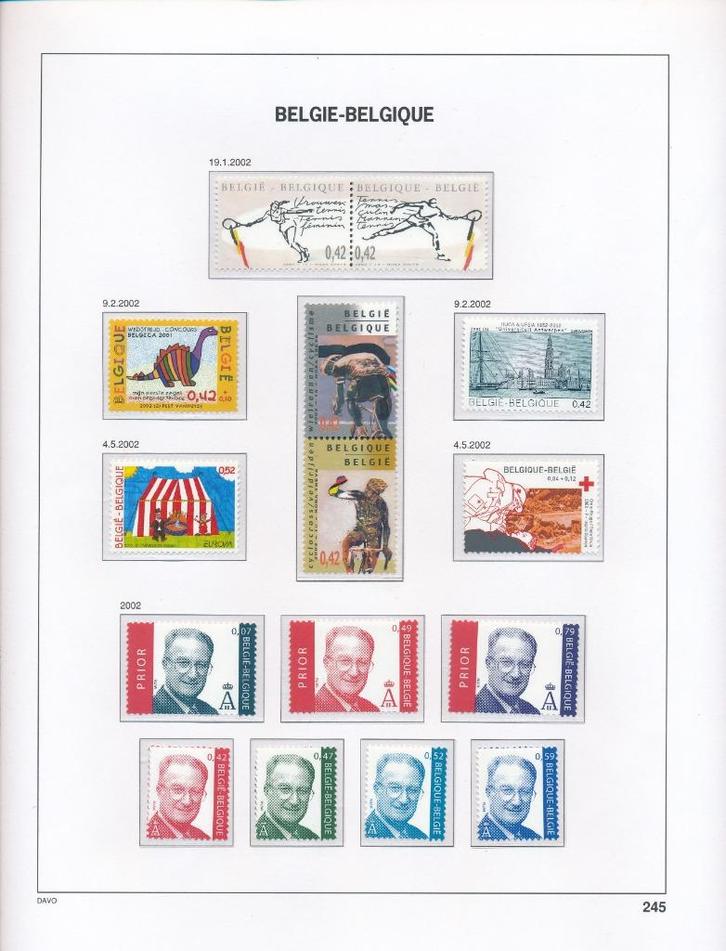 Jaar 2002, minder dan postprijs, op gratis DAVO Luxe, Postzegels en Munten, Postzegels | Europa | België, Postfris, Postfris, Ophalen of Verzenden