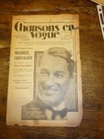 Document ancien Bulletin Chansons en vogue Maurice Chevalier, Collections, Enlèvement ou Envoi