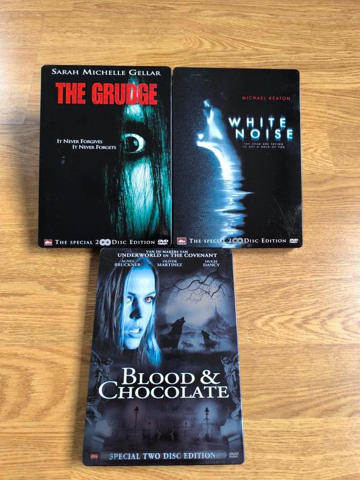 Horror dvd steelbook - white noise - the grudge - blood & .., CD & DVD, DVD | Horreur, Comme neuf, Enlèvement ou Envoi