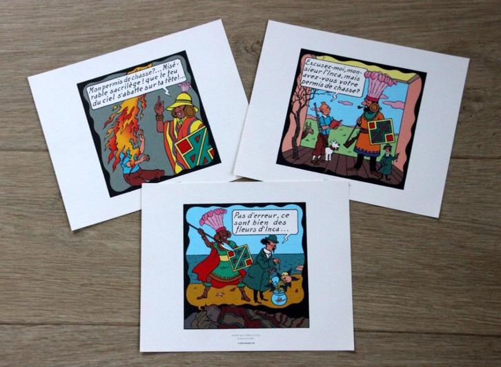 Tintin 3 tiré à part serigrafie Kuifje Hergé 2010, Verzamelen, Stripfiguren, Zo goed als nieuw, Kuifje, Verzenden