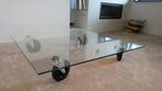 Design salontafel in glas met industriële wielen – geïnspire, Ophalen, Glas
