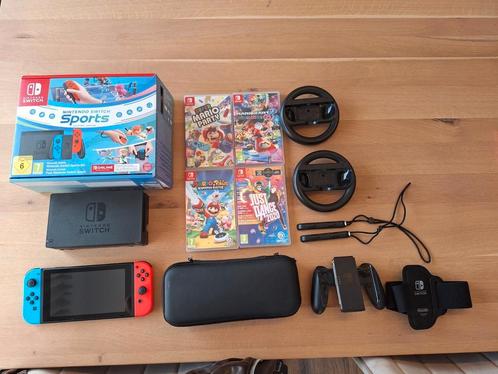 Nintendo switch + Mario games + accesoires, Games en Spelcomputers, Spelcomputers | Nintendo Switch, Zo goed als nieuw, Ophalen of Verzenden
