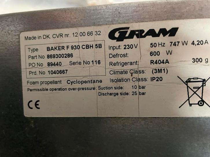 Gram baker F 930 CBH 5B, Elektronische apparatuur, Koelkasten en IJskasten, Gebruikt, Ophalen