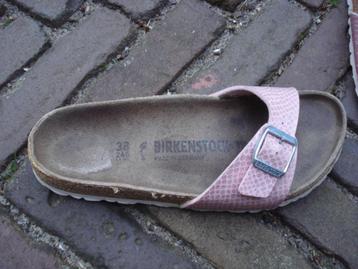 Gratis verzenden roze leren birkenstock Madrid slippers mt38