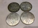 België lot 4 x 500 Frank 1980 verzilverd, Postzegels en Munten, Munten | België, Ophalen of Verzenden, Verzilverd