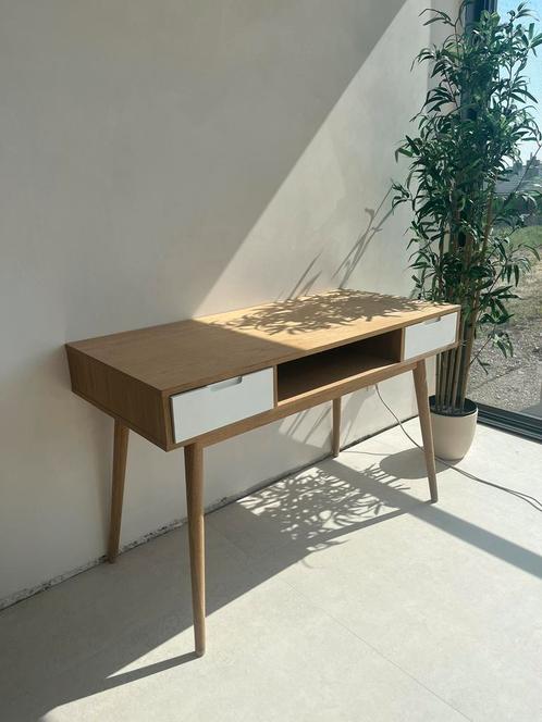 Maison du monde bureau eik met witte lades, Huis en Inrichting, Bureaus, Zo goed als nieuw, Bureau, Ophalen