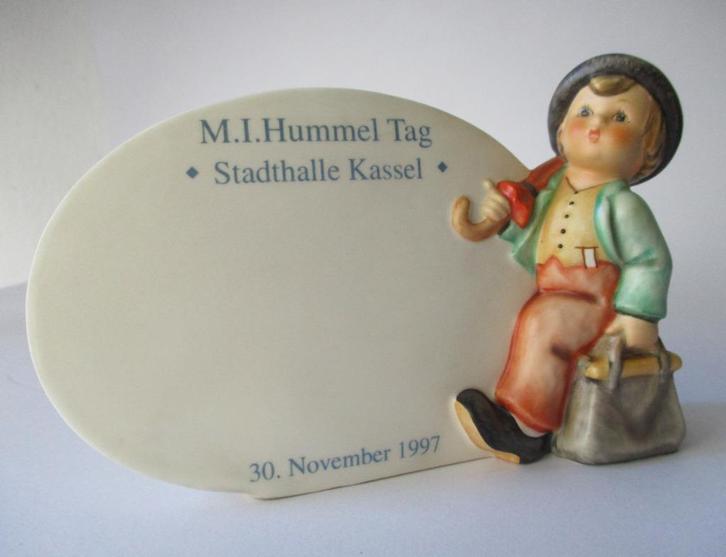 M I Hummel:187/A -Merry -Wanderer Plaque-TMK-7 '91-Excellent, Collections, Statues & Figurines, Comme neuf, Hummel, Envoi