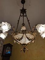 Art Nouveau kroonluchter begin 1900 Christal brass, Ophalen, Zo goed als nieuw