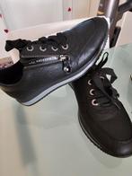 Zwarte lederen sneakers met rits (38), Kleding | Dames, Sneakers, Ophalen of Verzenden, Zo goed als nieuw