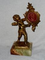 BRONZEN HORLOGEDRAGER/PORTE-MONTRE ENGELTJE OP SOKKEL, Antiek en Kunst, Ophalen of Verzenden, Brons