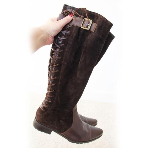 Prachtige Bruin Suede Via Vai Laarzen s27 (Maat 41) € 95,-, Kleding | Dames, Schoenen, Zo goed als nieuw, Hoge laarzen, Bruin
