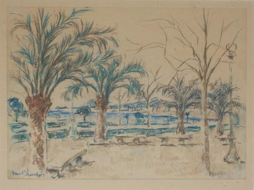 Alphonse Van Beurden (1878-1961): Palmbomen (48 x 42 cm), Antiek en Kunst, Kunst | Schilderijen | Klassiek, Ophalen of Verzenden