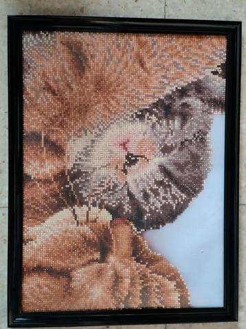 Diamond painting in zwarte kader "kat en tijger" disponible aux enchères