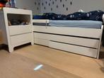 Eenpersoonsbed Quax met uitschuifbed en nachtkastje, Kinderen en Baby's, Ophalen, 85 tot 100 cm, Zo goed als nieuw, Matras