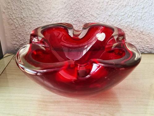 Murano asbak / kom - rood & transparante rand-lees info aub, Antiek en Kunst, Antiek | Glaswerk en Kristal, Ophalen