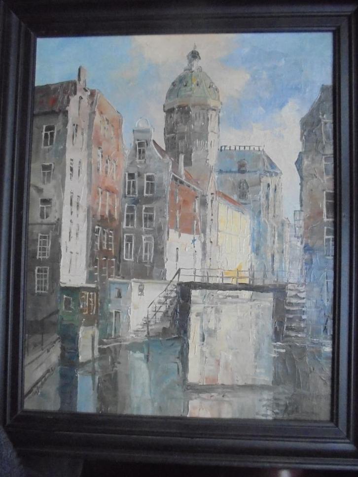 Louis Bron  1884 - 1959  Stadsgezicht Amsterdam, Antiek en Kunst, Kunst | Schilderijen | Klassiek, Verzenden