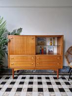 Vintage midcentury Deense kast | high-board | retro, Huis en Inrichting, Kasten | Vitrinekasten, Ophalen, Gebruikt, 100 tot 150 cm