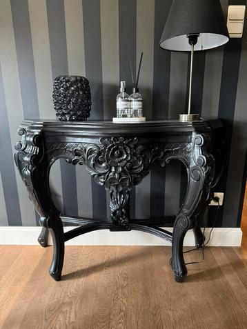 Vintage houten zwarte console, 100 à 150 cm, 25 à 50 cm, Enlèvement, Utilisé