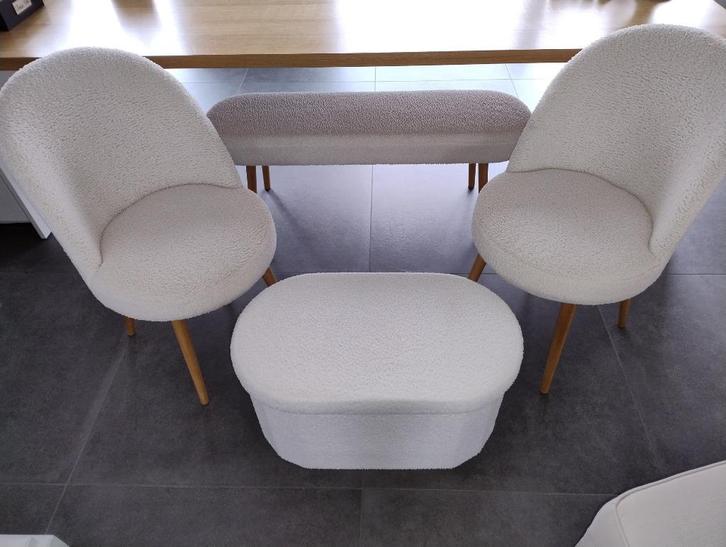 Elegante Eetkamer Set🍷 2 Stoelen + Zitbank + Pouf🍷GARANTIE, Huis en Inrichting, Complete eetkamers, Nieuw, 4 tot 6 stoelen, Ophalen