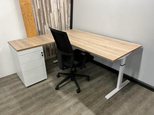 T- line Hoekbureau + standcontainer (wit), Computers en Software, Laptoptafels, Ophalen
