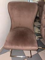 Lot de 6 chaises velours avec pieds dorés, Maison & Meubles, Chaises, Enlèvement ou Envoi, Autres couleurs, Autres matériaux, Cinq, Six Chaises ou plus