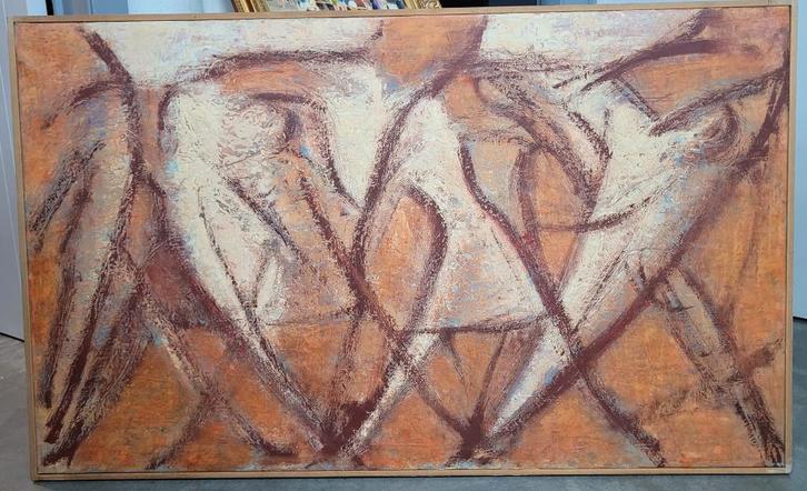 Jos VAN LANCKER, lijnenspel, Antiek en Kunst, Kunst | Schilderijen | Abstract, Ophalen