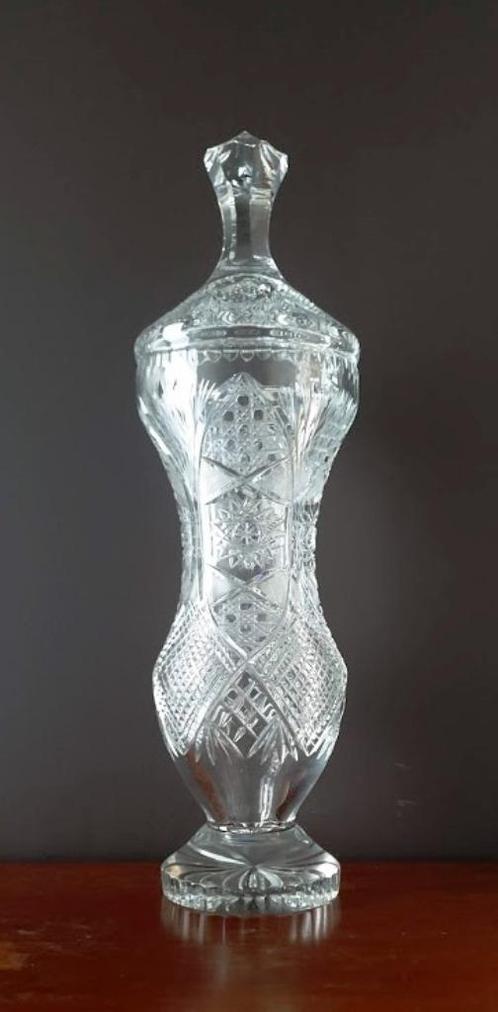 Schitterende grote vaas/bezel in geslepen kristal, Antiek en Kunst, Antiek | Glaswerk en Kristal, Ophalen