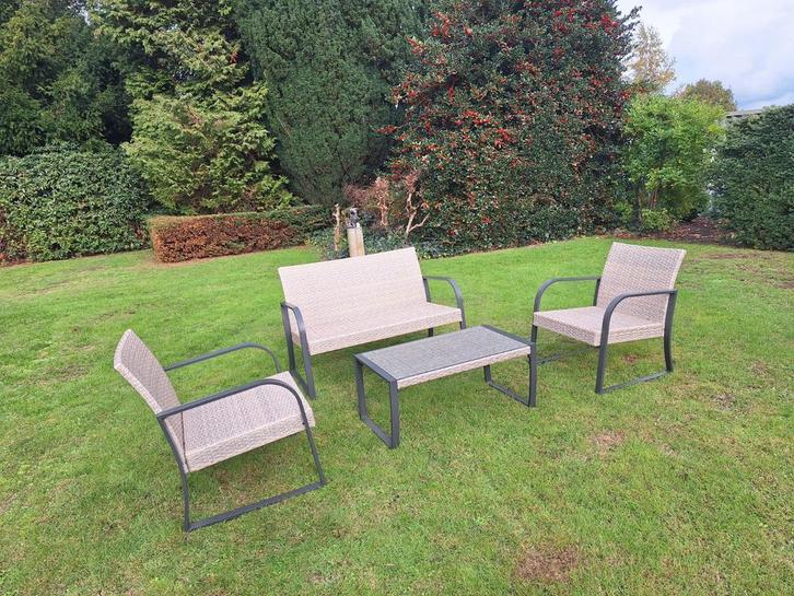 Casaria polyratten tuinset 4 personen, Tuin en Terras, Tuinstoelen, Nieuw, Aluminium, Ophalen