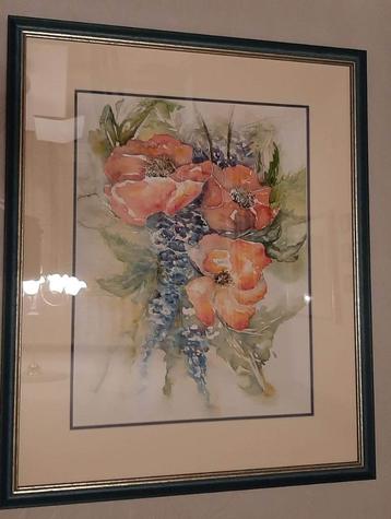 Aquarel schilderij van schilder Erna Molin - Bloemen, Antiek en Kunst, Kunst | Schilderijen | Klassiek, Ophalen