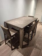 Hoge eettafel in betonlook + 4 stoelen – mooie set, Huis en Inrichting, Ophalen, Overige materialen, Gebruikt, 100 tot 150 cm