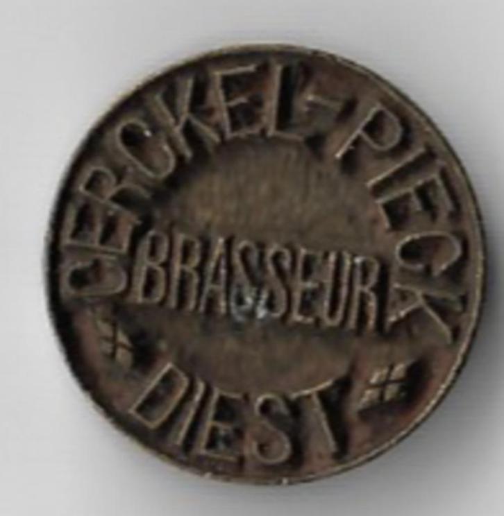 Unieke oude stempel BRASSEUR CERCKEL-PIECK *DIEST*, Verzamelen, Biermerken, Ophalen of Verzenden
