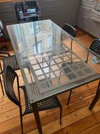 Table en verre + lot de 6 chaises, Jardin & Terrasse, Tables de jardin, Comme neuf