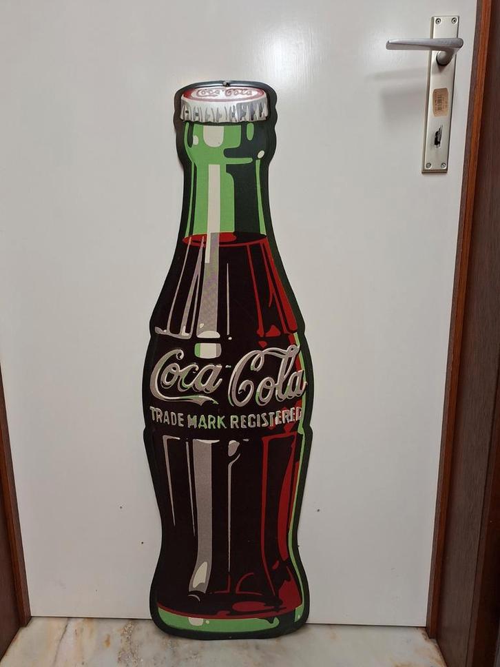 Grande enseigne publicitaire tole bouteille Coca Cola, Collections, Marques & Objets publicitaires, Utilisé, Panneau publicitaire